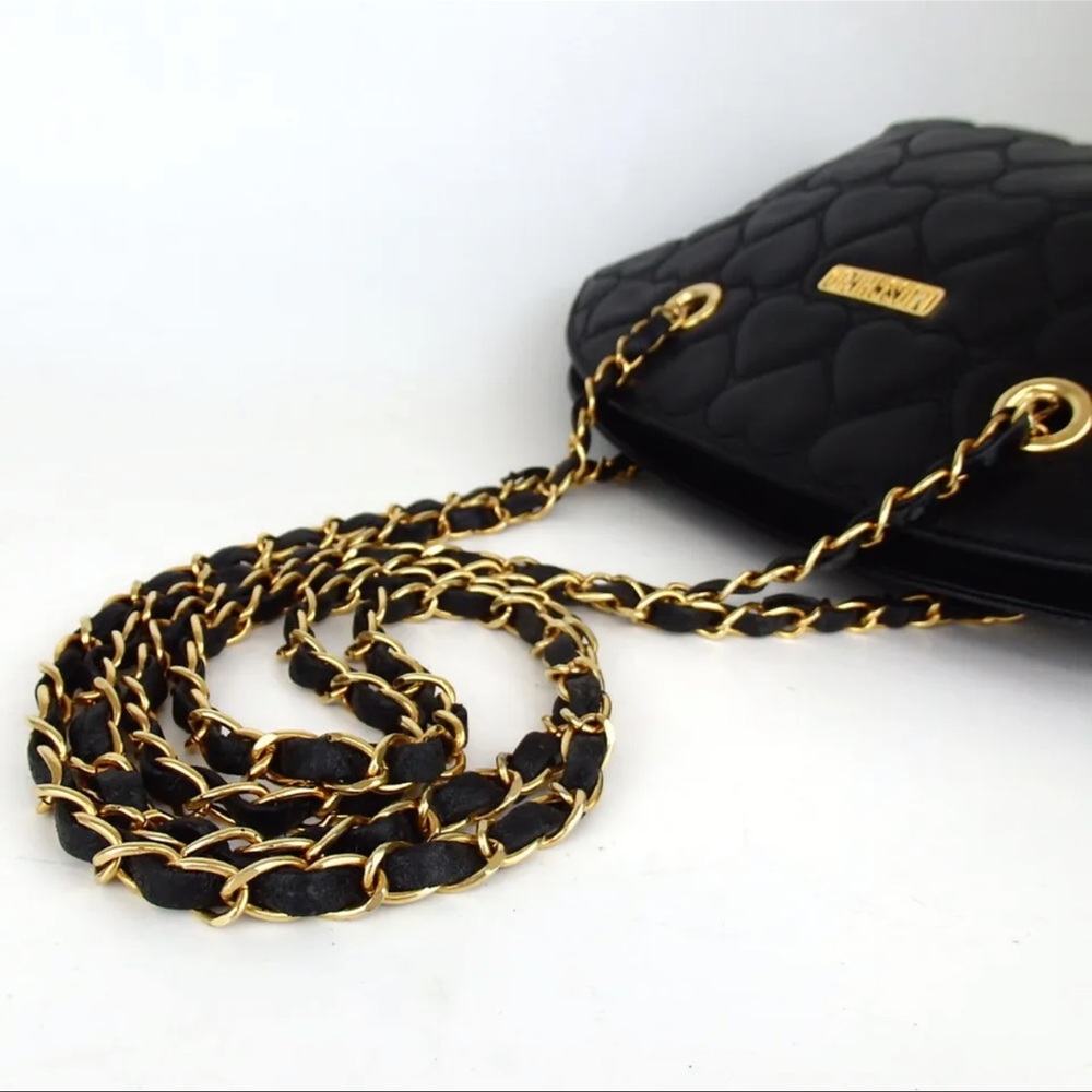 AUTH MOSCHINO Leather Heart Quilted Chain Shoulder Bag - Picture 6 of 8